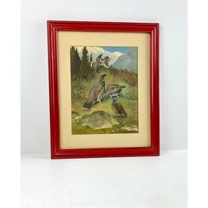 1945 Lynn Bogue Hunt Signed Print Matted & Framed Red 19.5 x 16 Frame